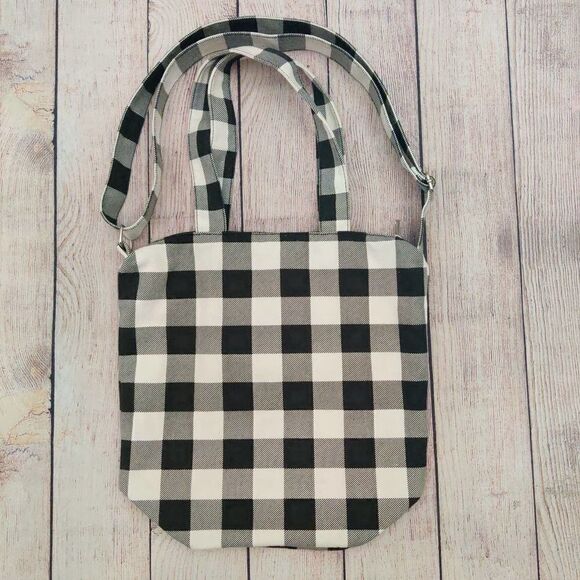 Steve Madden black/white plaid canvas bag - Picture 2 of 11